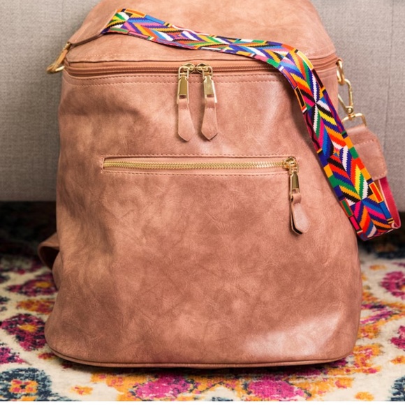 NWT MILANI Convertible Bag Handbag Backpack Guitar Strap Blush Vegan Leather